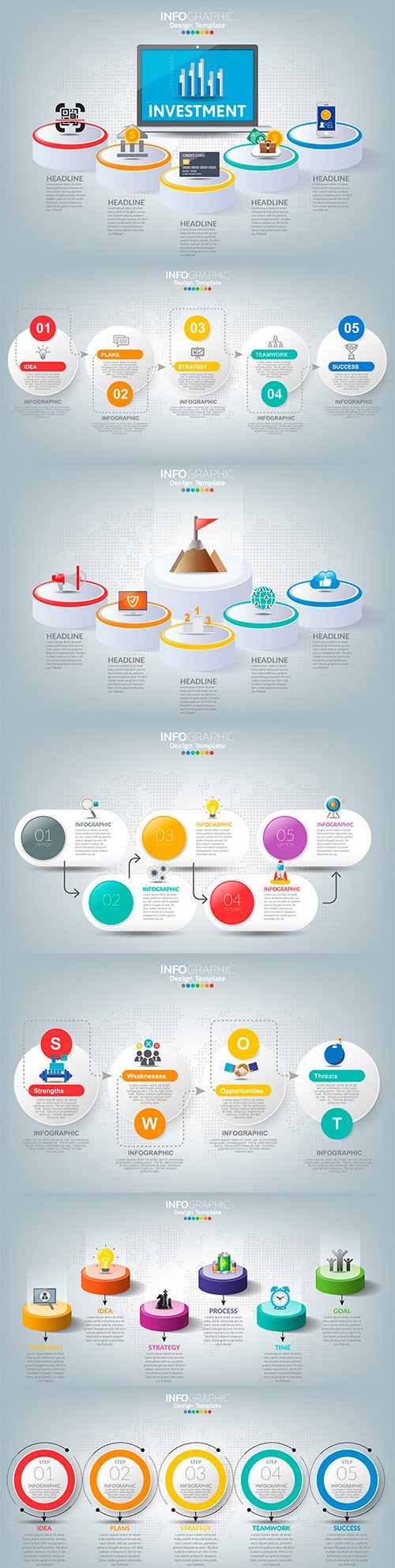 Business infographics options elements collection 154