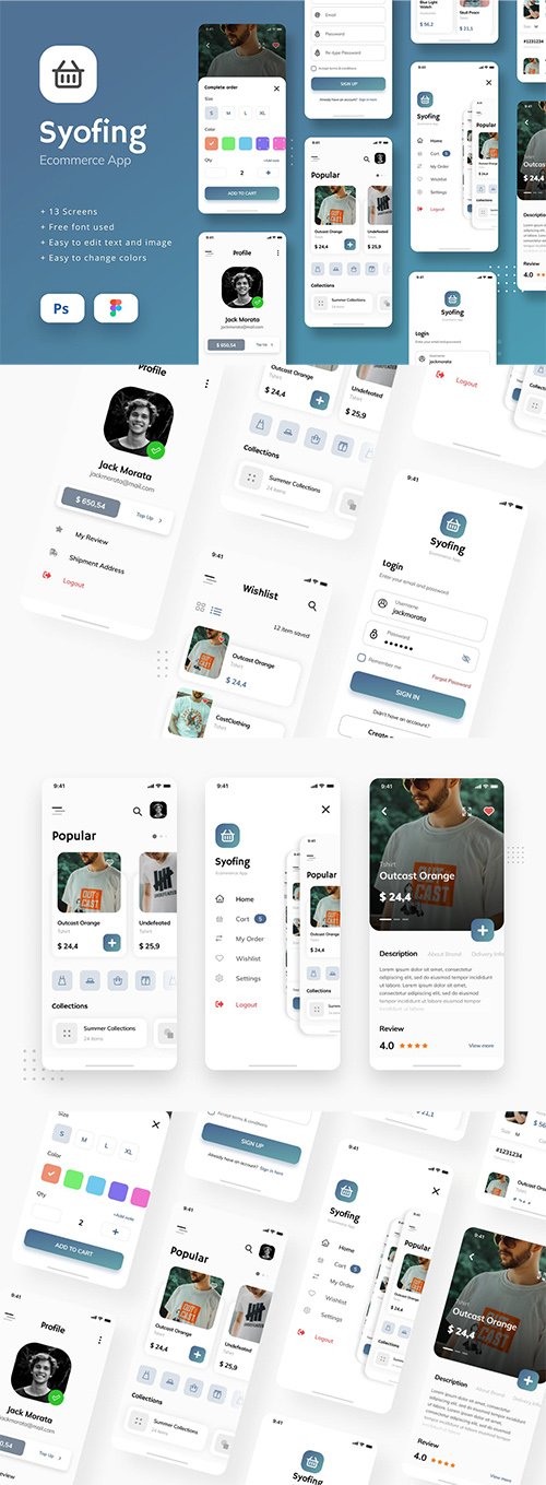 E-Commerce iOS App UI Figma and PSD Template