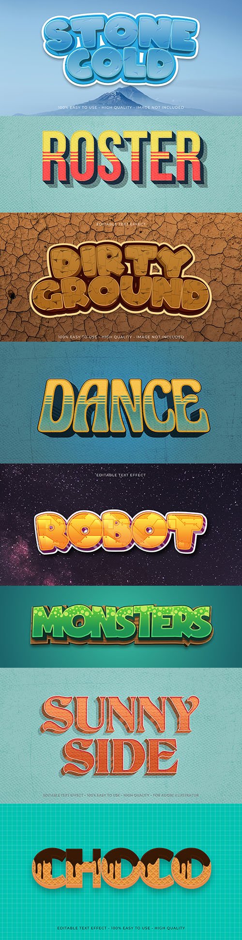 Editable font effect text collection illustration design 144