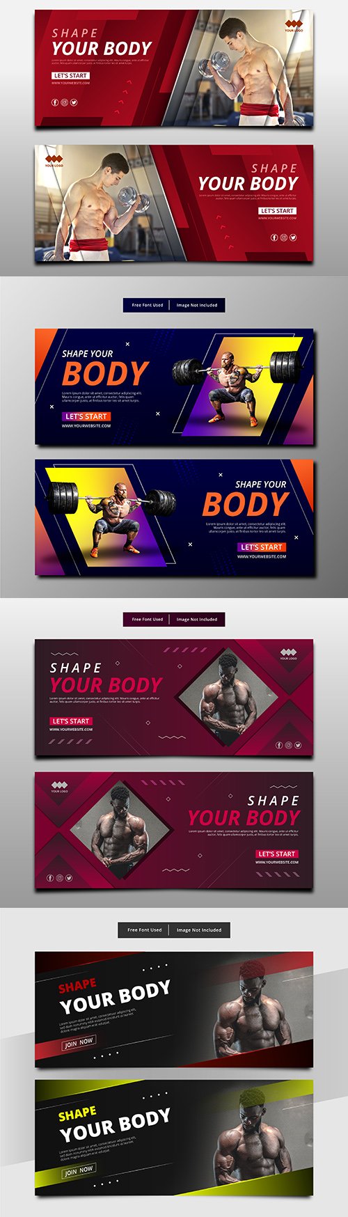 Abstract banner shape your body fitness template