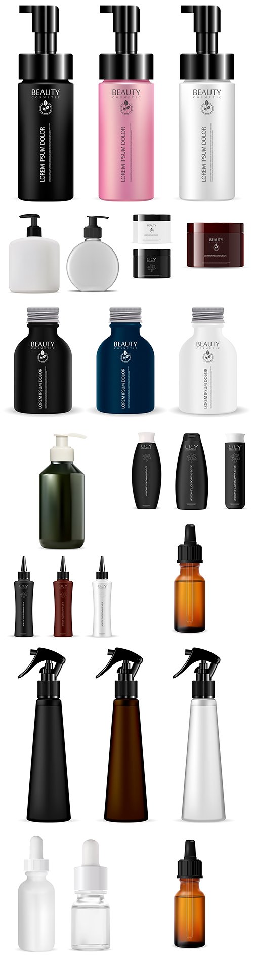 Beauty cosmetic vials and packaging for cosmetics