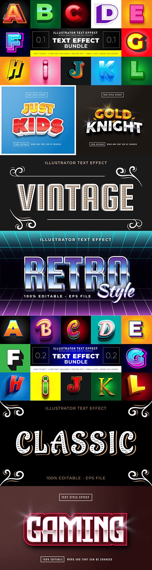 Editable font effect text collection illustration design 142