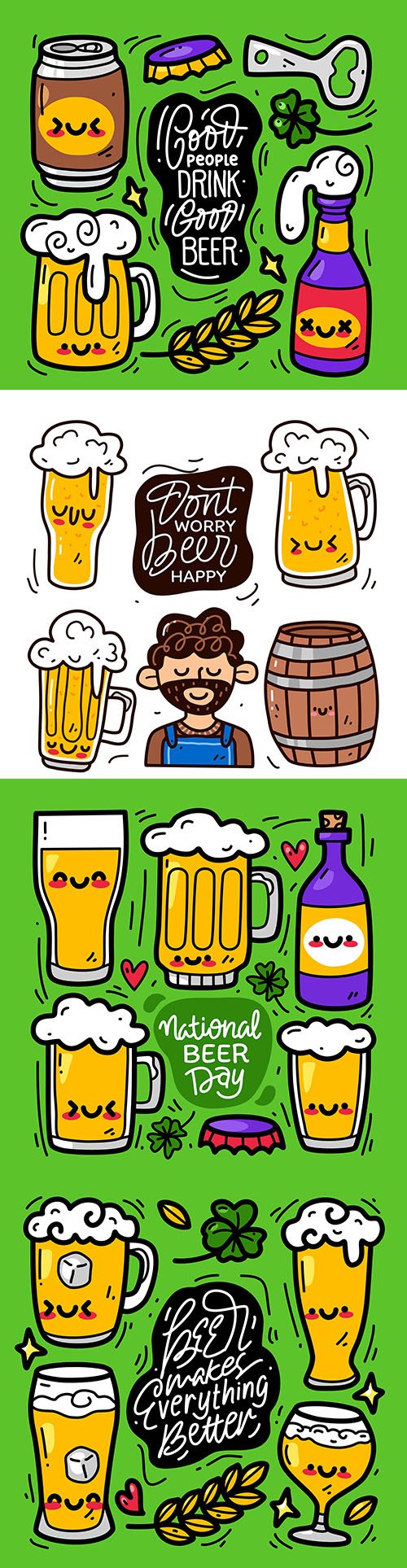 Doodle design hand drawing beer happy festival collection