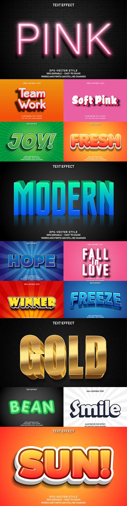 Editable font effect text collection illustration design 146