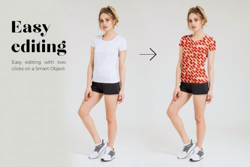 Female Sport T-shirt Mockups Set 4809123