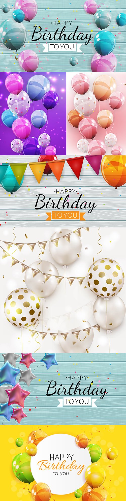 Happy birthday holiday invitation realistic balloons 17