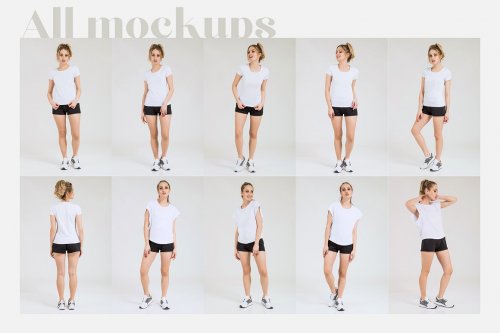 Female Sport T-shirt Mockups Set 4809123