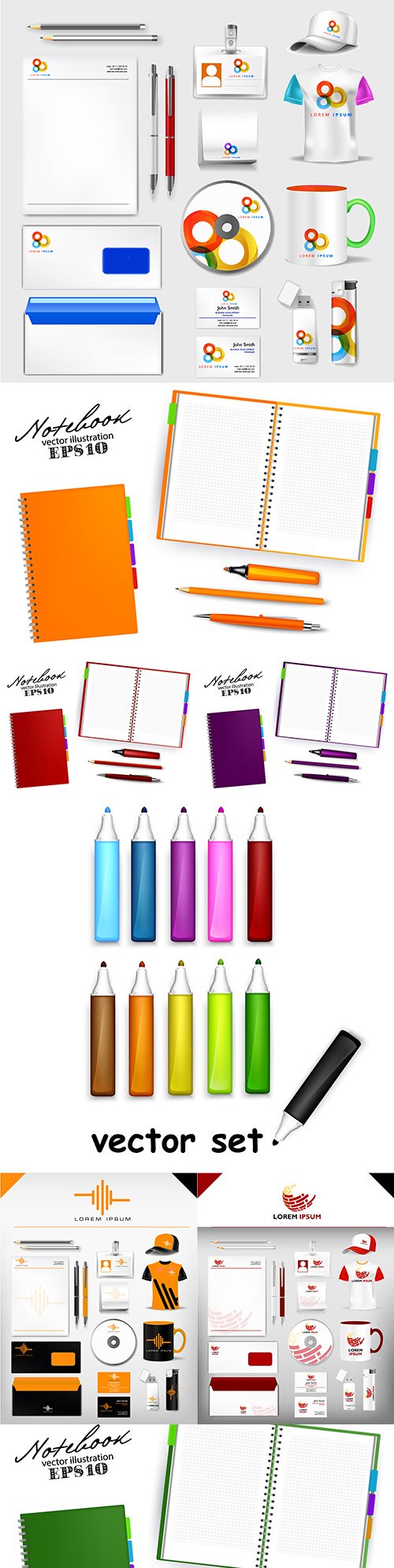 Business set and notebook with pen design template