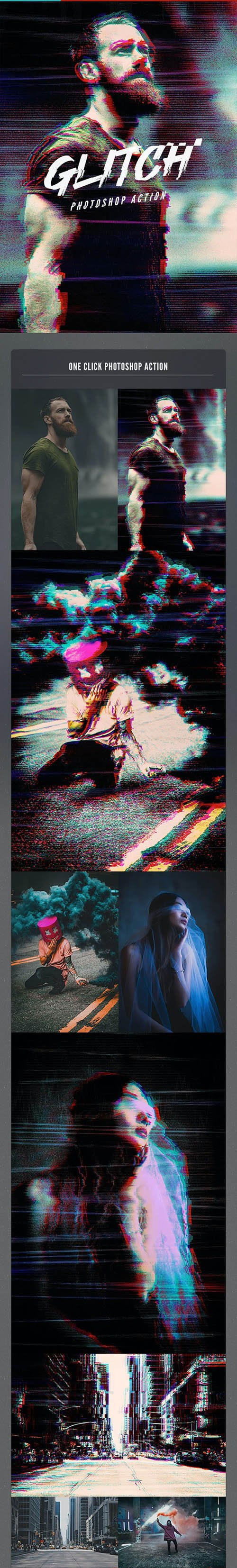 VHS Glitch Photoshop Action 26591925