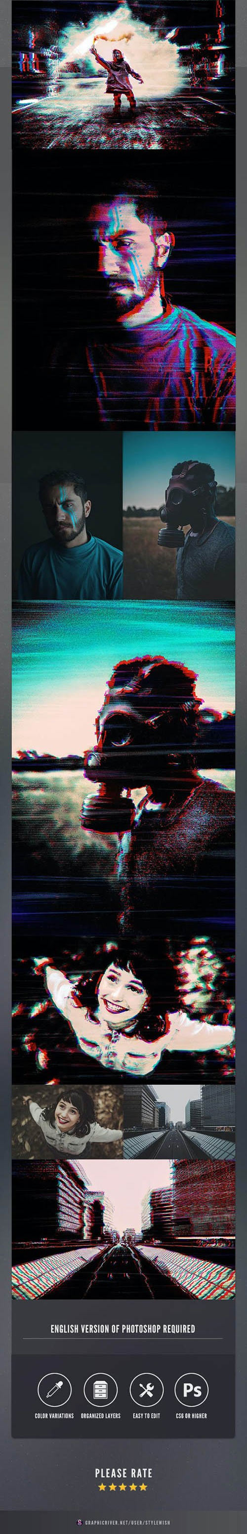 VHS Glitch Photoshop Action 26591925