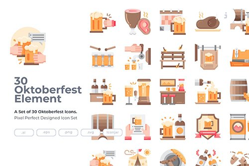 30 Oktoberfest Icons - Flat