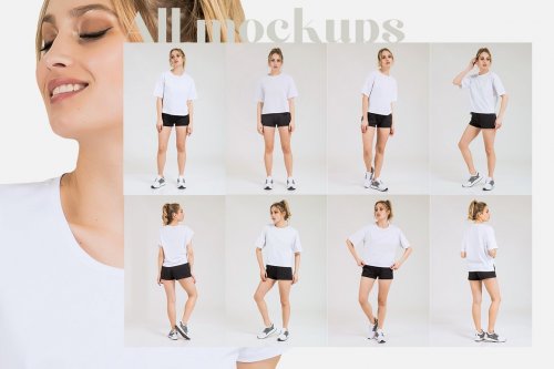 Female Sport T-shirt Mockups Set 4809123