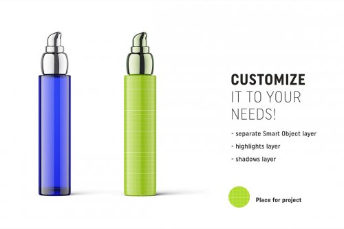 Blue cosmetic bottle mockup 4816271