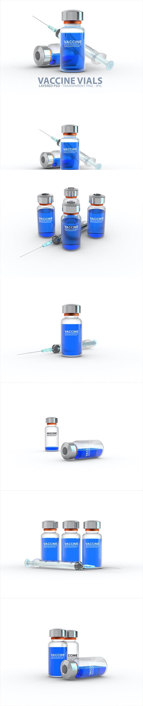 Vaccine Vials with Labels PSD Mockups