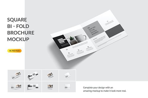 Square Bifold Brochure Mockup