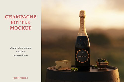Champagne Bottle Mockup