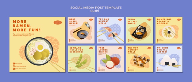 Sushi social media post template