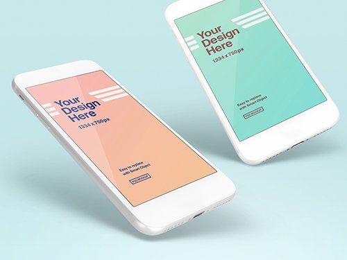 Two Floating Smartphones Mockup 253853539