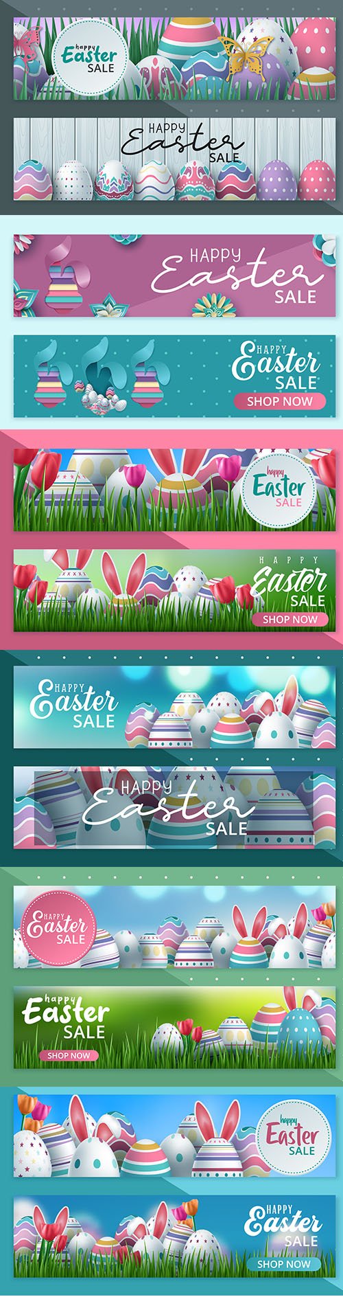 Happy Easter Sale Banner Vector Set