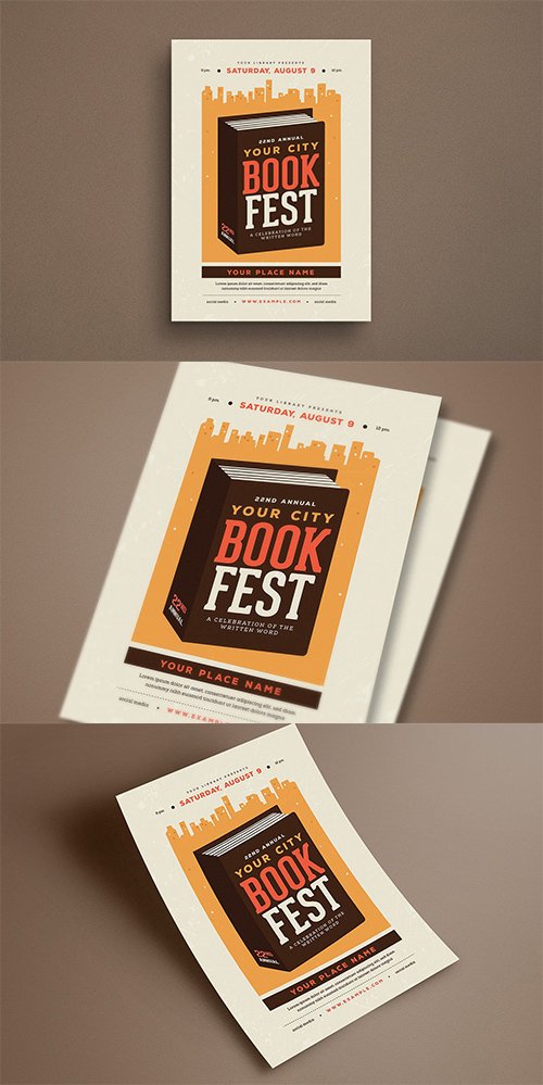 Book Festival Event PSD and AI Flyer