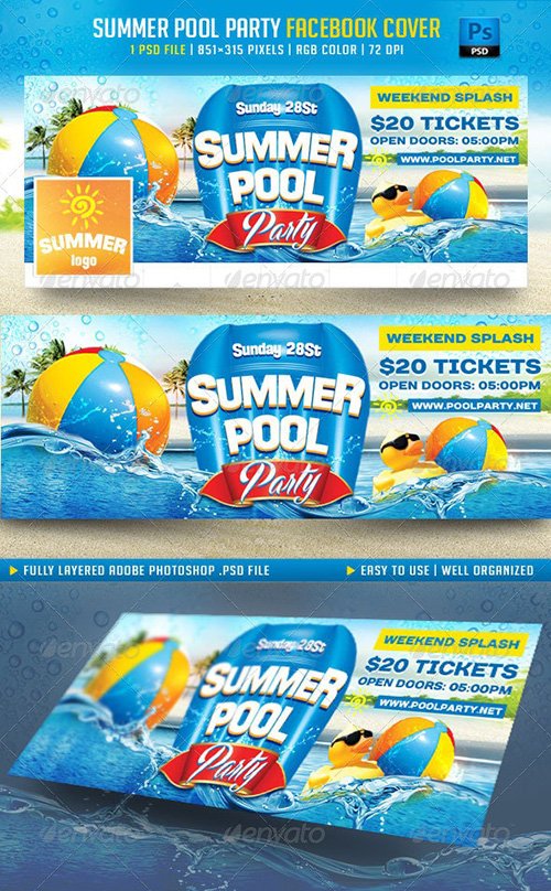 Summer Pool Party Facebook Cover 8006029