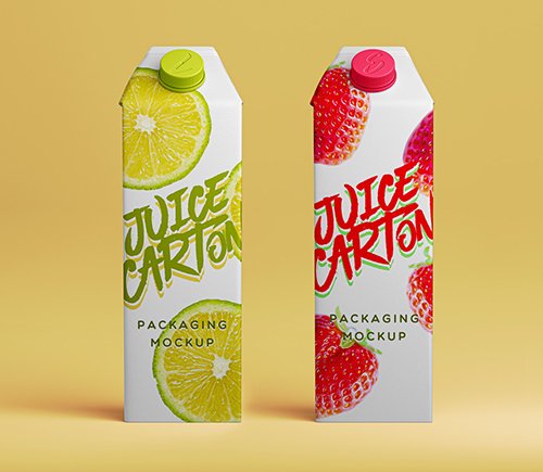 Juice Milk Carton Bottle Mockup