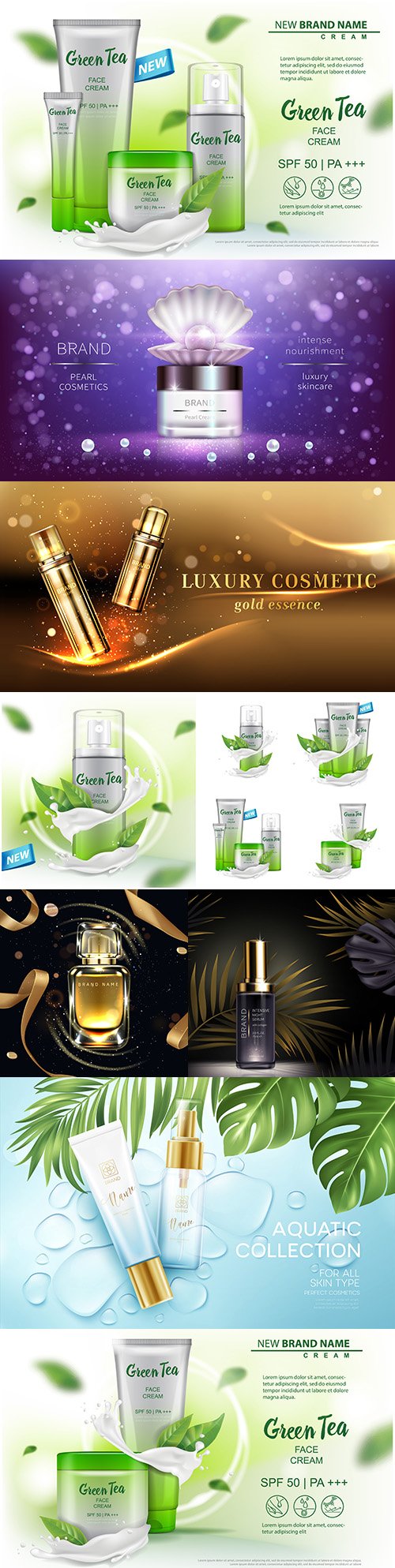 Cosmetic product advertising for magazine packaging design