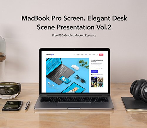 Desk MacBook Pro Scene Set Vol2