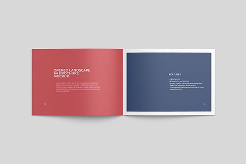 Opened Landscape A4 Brochure Mockup Top View
