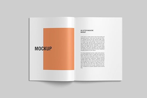 Open US Letter Magazine Mockup top view