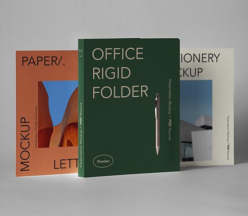 Rigid Psd Folder Stationery Mockup