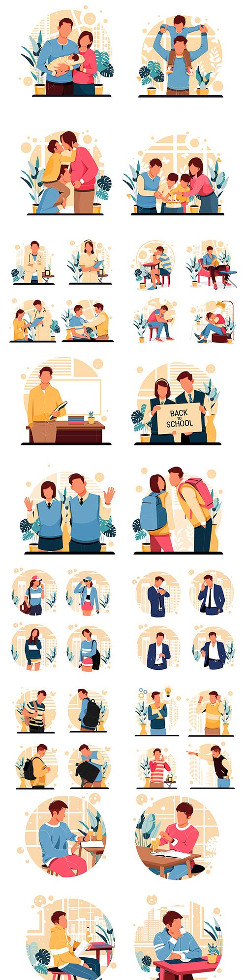 Portraits people of different characters flat design concept