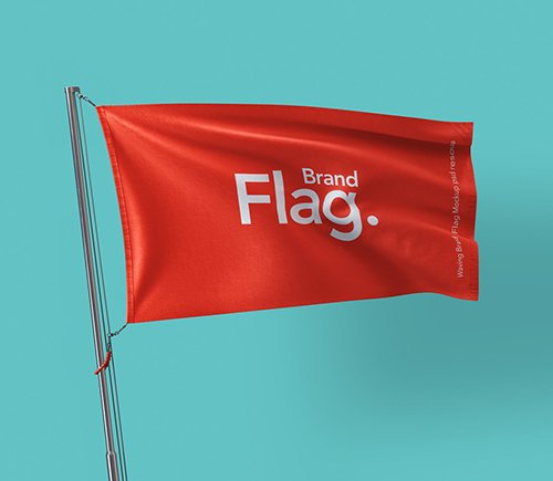 Waving Brand Flag Mockup