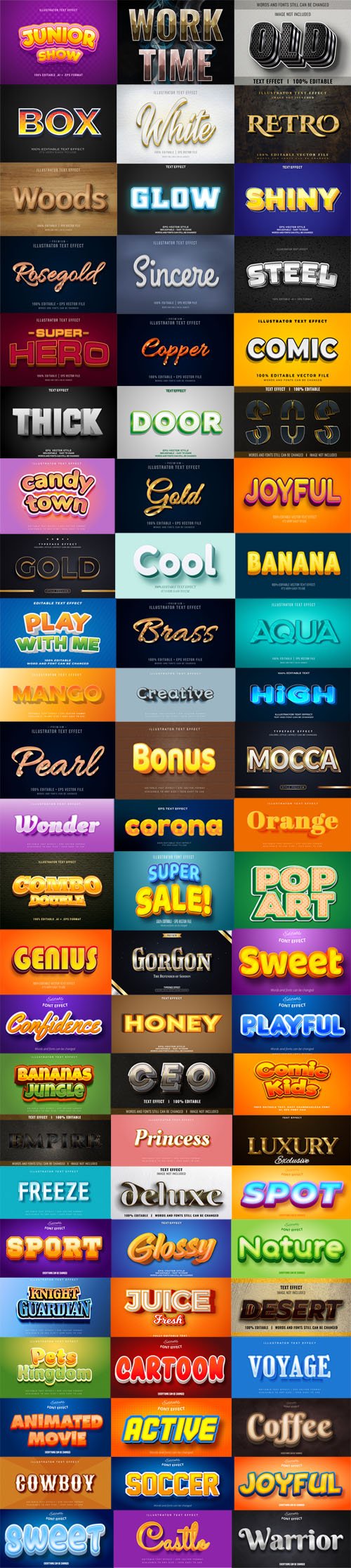 Editable Illustration Font Effects Bundle [Pack-2]
