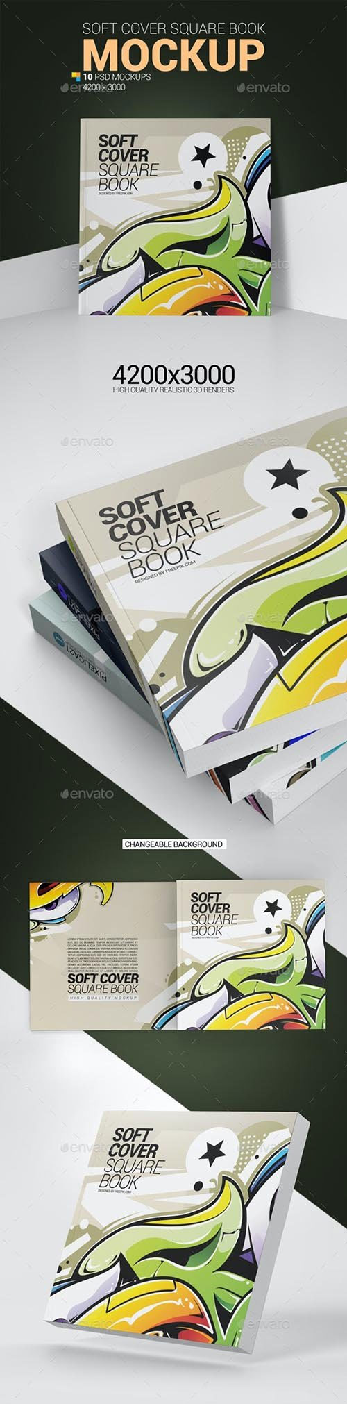 Soft Cover Square Book Mockup 25898591