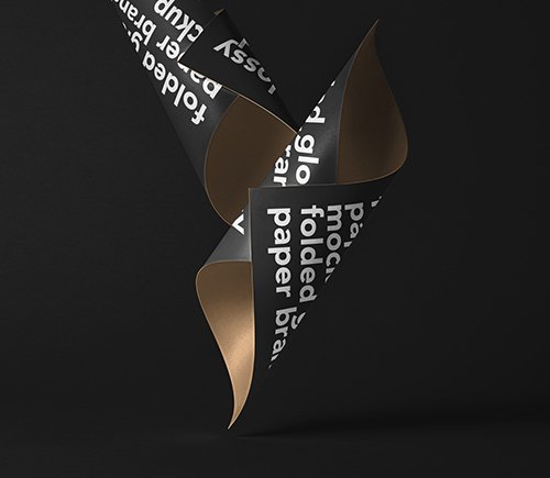 Folded Glossy Paper Mockup