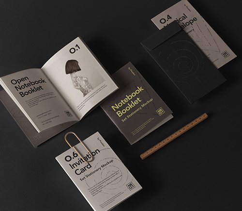 Notebook Psd Booklet Mockup Set