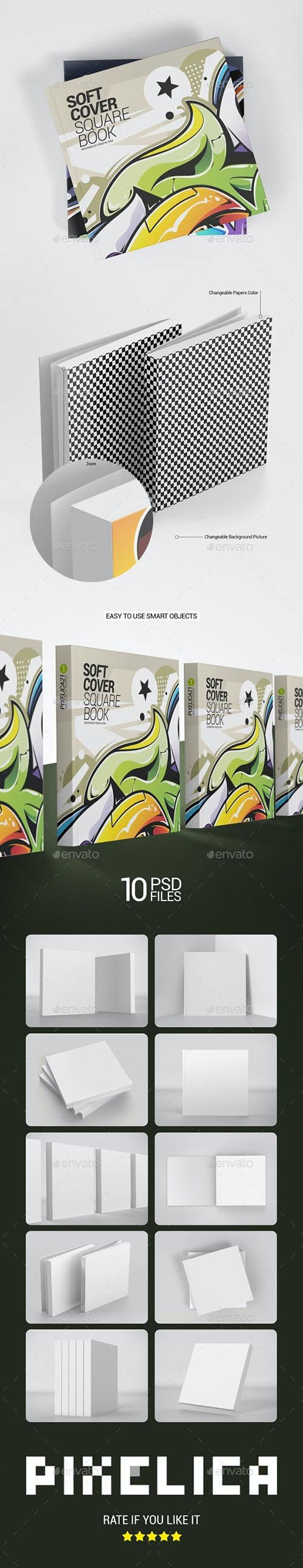 Soft Cover Square Book Mockup 25898591
