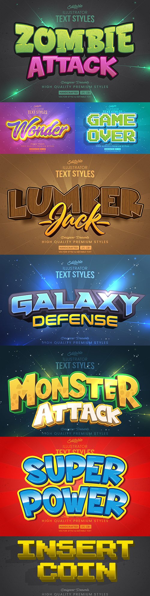 Editable font effect text collection illustration design 155