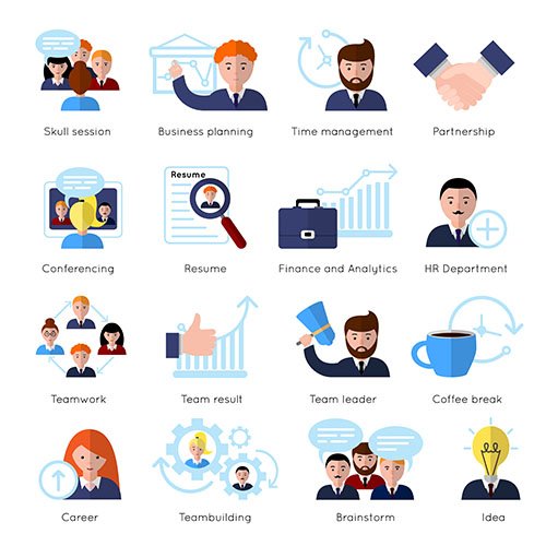 Teamwork flat elements set
