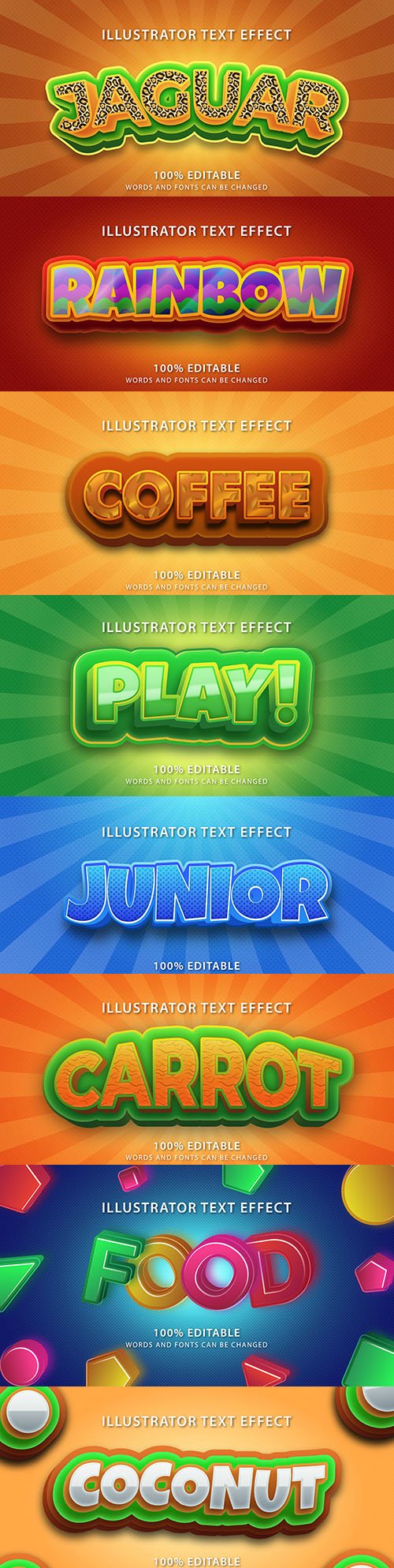 Editable font effect text collection illustration design 160