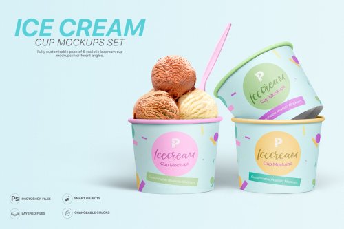 DesignCuts - Ice Cream Cup Mockups Set
