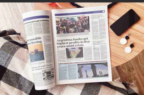 Girl Reading Newspaper Scene Mockup