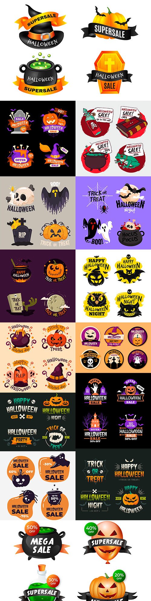Halloween sale label and badge set collection design