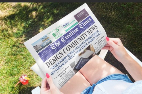 Girl Reading Newspaper Scene Mockup