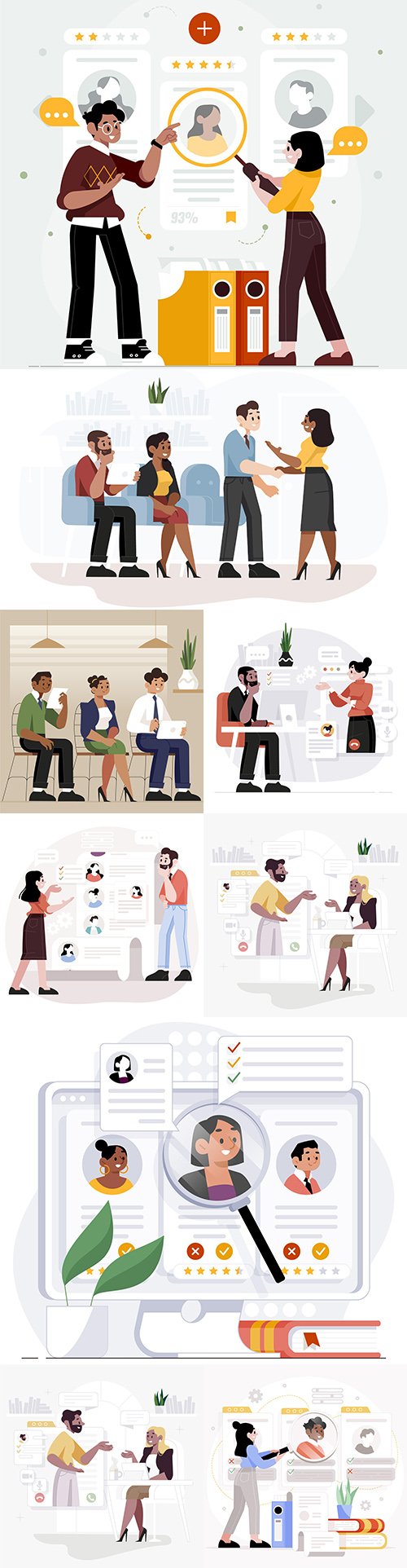 Employee selection and online job interview illustration
