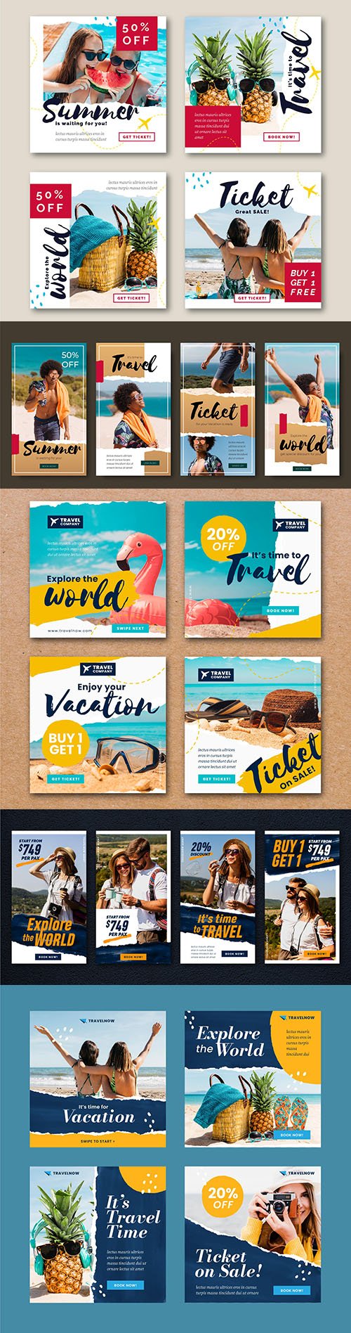 Travel story and travel sale instagram post template