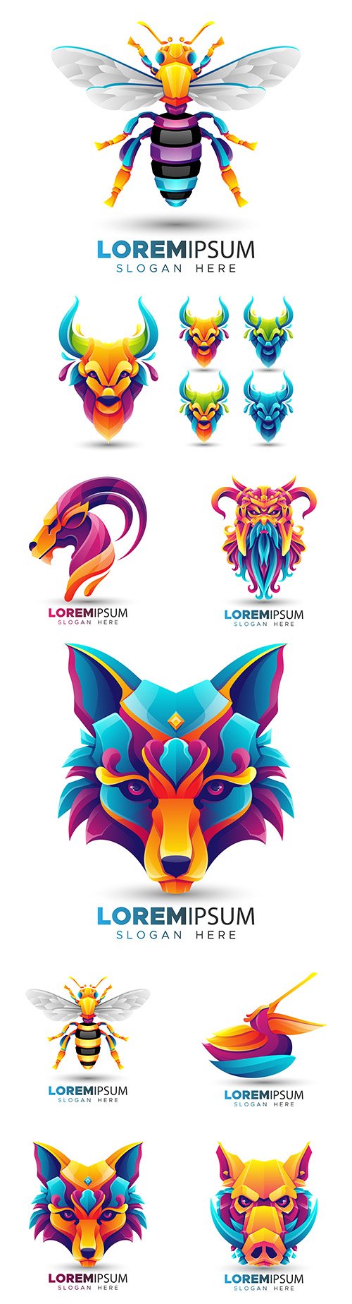 Origami and animal logo design flat color modern 9