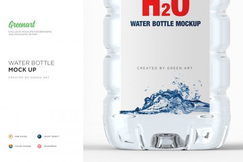 Plastic PET Bottle w Water Mockup 2738359