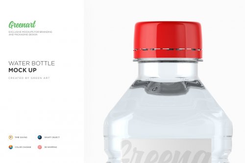 Plastic PET Bottle w Water Mockup 2738359